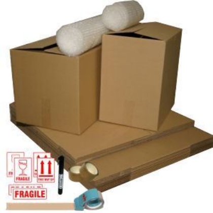 The small house removals kit with boxes and packing materials